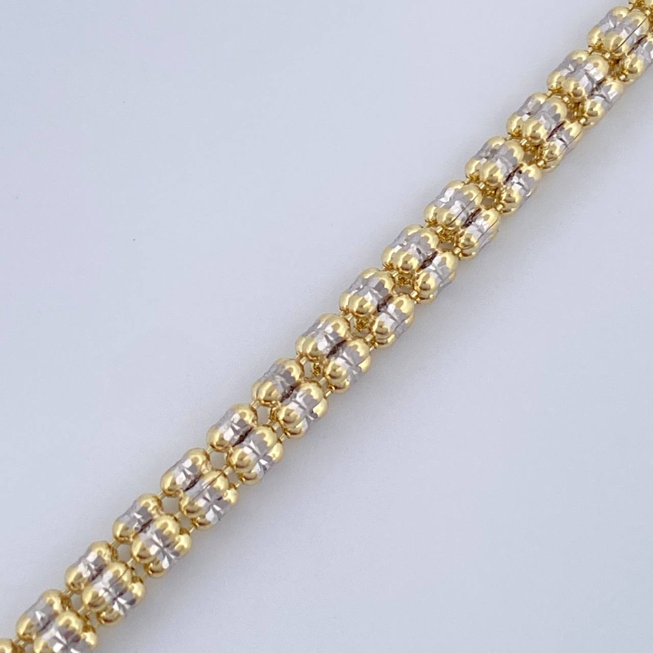 Ice Bracelet 6.7gr / 7 1/2 in / Two Tone Yellow White Gold +4 14K Italy &