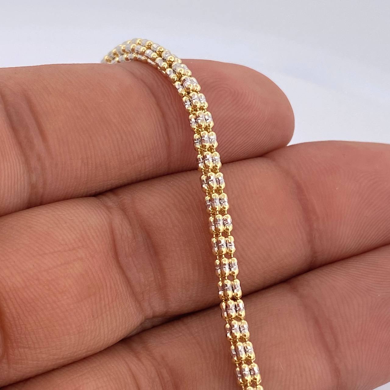 Ice Bracelet 6.7gr / 7 1/2 in / Two Tone Yellow White Gold +4 14K Italy &