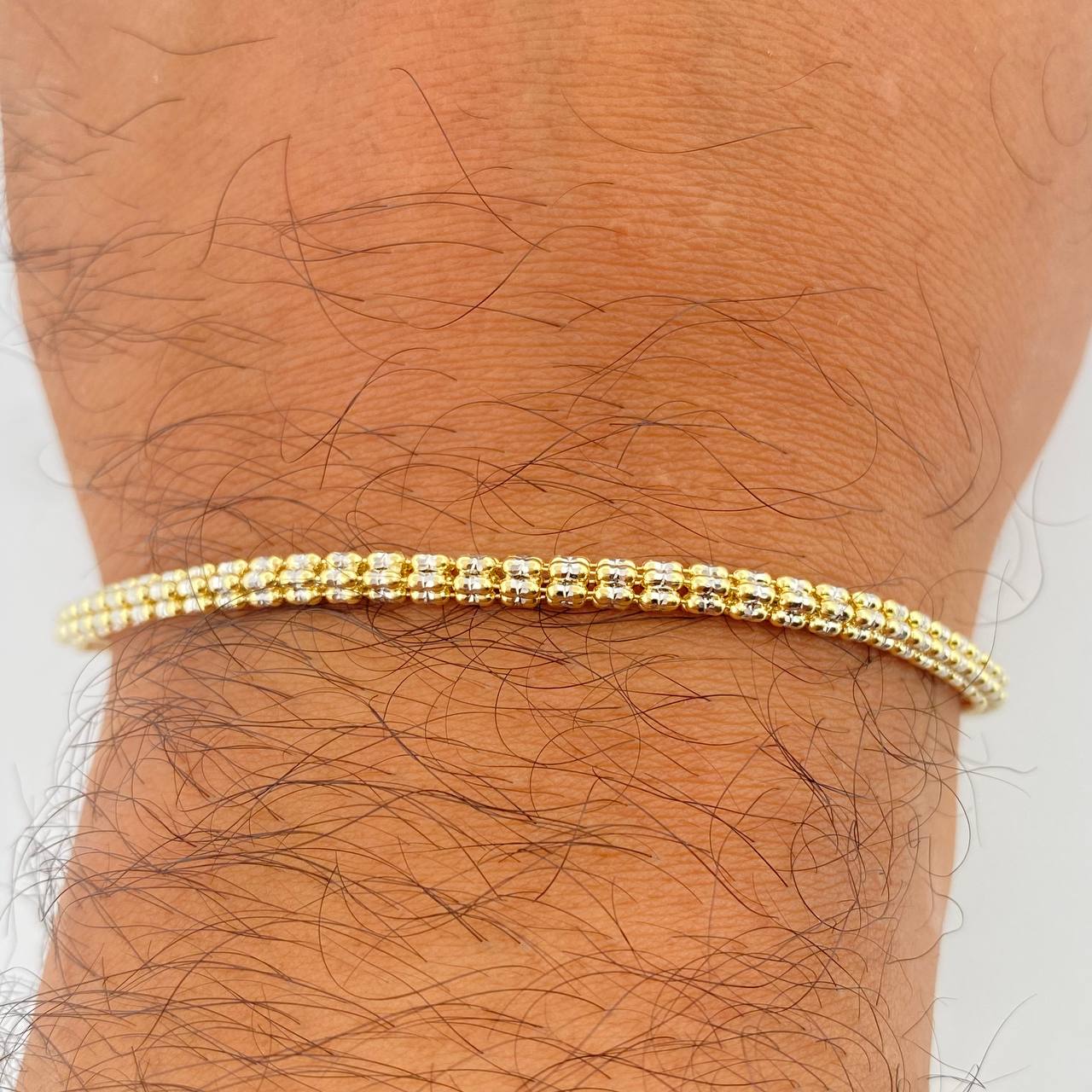 Ice Bracelet 6.7gr / 7 1/2 in / Two Tone Yellow White Gold +4 14K Italy &