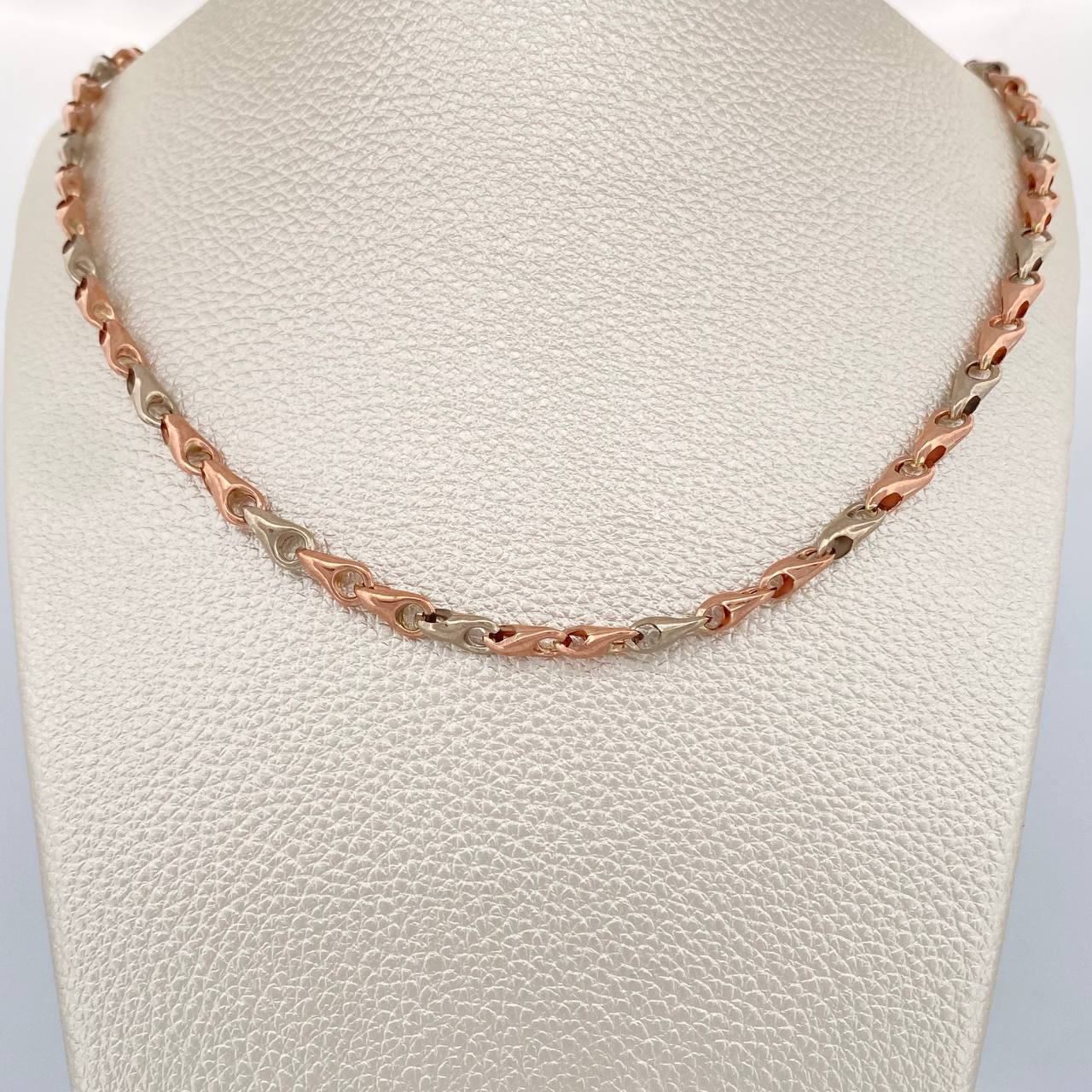 Rustic Wheat Chain 9.95gr / 19in / Two Tone White Rose 18K $