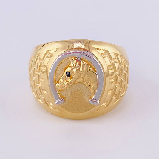 Horse Horseshoe Ring 7.95g / T11 1/4 Two-Tone Yellow White Gold 18K