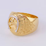 Anillo Herradura Caballo 7.95g / T11 1/4 Dos Oros Amarillo Blanco 18K