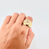 Anillo Sello Caballo 3.85g / T9 1/4 Dos Oros Amarillo Blanco 18K