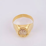 Anillo Sello Caballo 3.85g / T9 1/4 Dos Oros Amarillo Blanco 18K