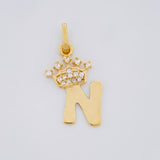 Pendant Letter N Crown 0.85g / 1 in Yellow Gold 18K