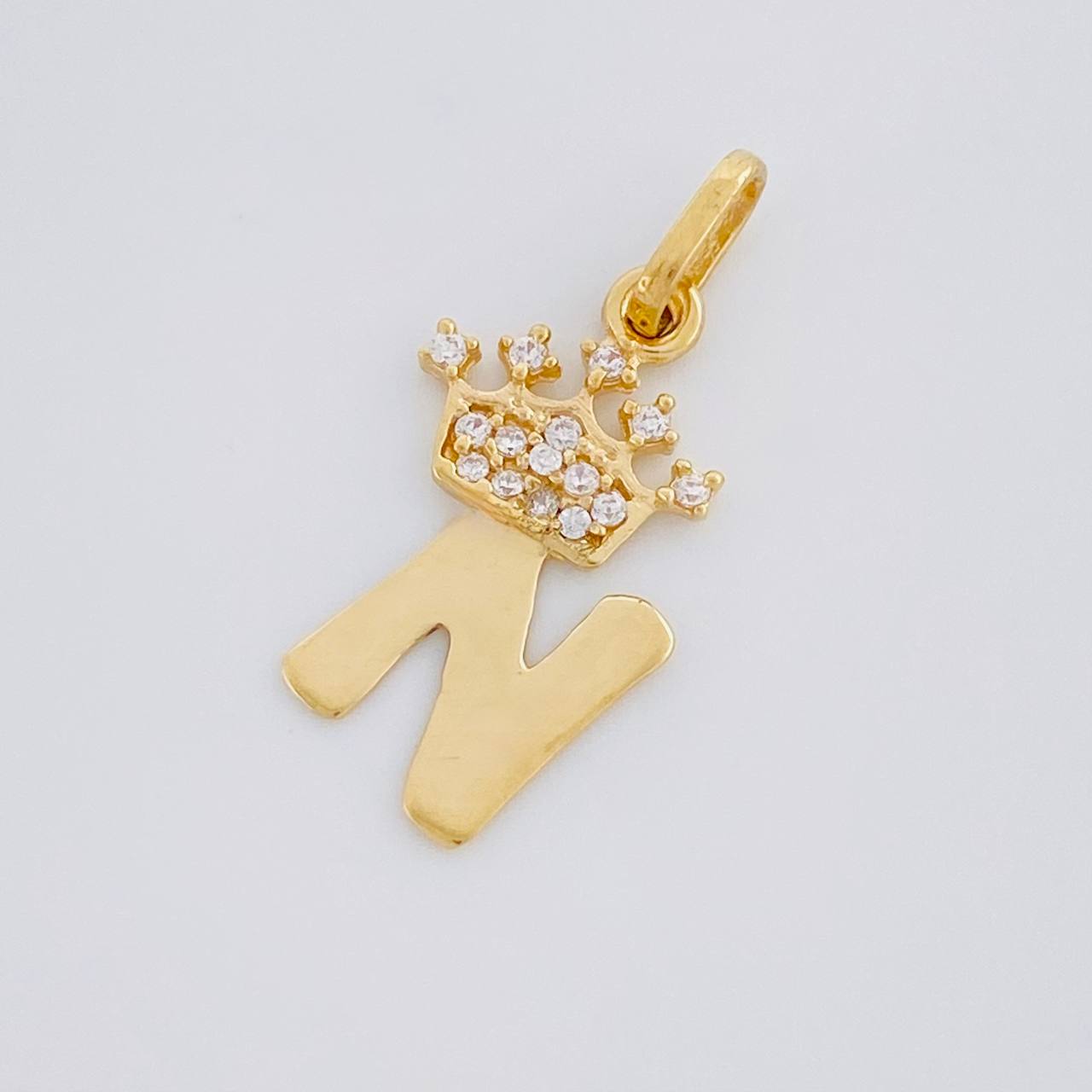 Pendant Letter N Crown 1.1g / 1 in Yellow Gold 18K