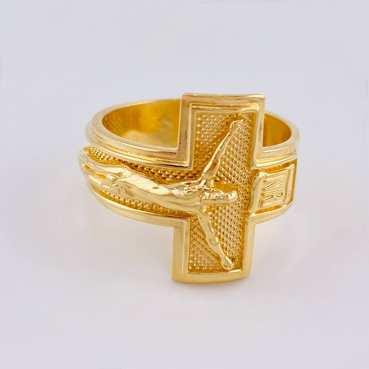 Dotted Christ Cross Ring 6.55 g / T9 1/2 18K Yellow Gold