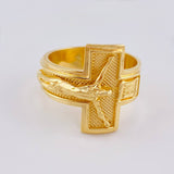 Dotted Christ Cross Ring 6.55 g / T9 1/2 18K Yellow Gold