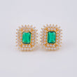 Rectangle Halo Stud Earrings 2.1 g / 1/2 in Yellow Gold 18K