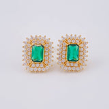 Rectangle Halo Stud Earrings 2.1 g / 1/2 in Yellow Gold 18K