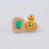 Rectangle Halo Stud Earrings 2.1 g / 1/2 in Yellow Gold 18K