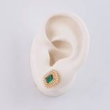 Rectangle Halo Stud Earrings 2.1 g / 1/2 in Yellow Gold 18K