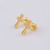 Cross Stud Earrings 1.55 g / 1/2 in Yellow Gold 18K