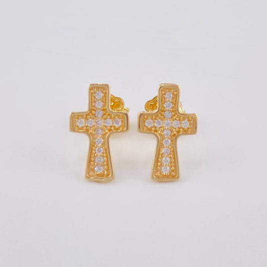 Cross Stud Earrings 1.55 g / 1/2 in Yellow Gold 18K