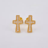 Cross Stud Earrings 1.55 g / 1/2 in Yellow Gold 18K