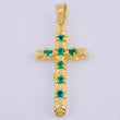 Pendant Cross Trunk Flat Tips Emerald 1.8 Qts 3.05 g / 1 3/4 in 18K Yellow Gold