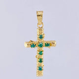 Pendant Cross Trunk Flat Tips Emerald 1.8 Qts 3.05 g / 1 3/4 in 18K Yellow Gold