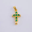 Pendant Cross Trunk Flat Tips Emeralds 6Pts 1.05 g / 3/4 in 18K Yellow Gold