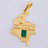Pendant Map of Colombia Emerald 1.1 cts 4.65 g / 2 in 18K Yellow Gold