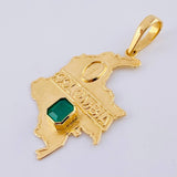 Pendant Map of Colombia Emerald 1.1 cts 4.65 g / 2 in 18K Yellow Gold