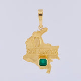 Pendant Map of Colombia Emerald 1.1 cts 4.65 g / 2 in 18K Yellow Gold