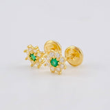 Topos Flor Estrellada 0.85 g / in / 6 mm Oro Amarillo 18K