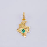 Pendant Map of Colombia Emerald 8 pts 0.4 g / 3/4 in 18K Yellow Gold