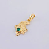 Pendant Map of Colombia Emerald 8 pts 0.4 g / 3/4 in 18K Yellow Gold