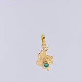 Pendant Map of Colombia Emerald 8 pts 0.4 g / 3/4 in 18K Yellow Gold