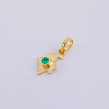 Colombia Map Pendant Emerald 4 pts 0.25 g / 1/2 in 18K Yellow Gold