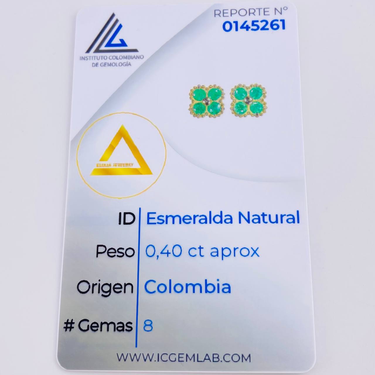 Stud Earrings Clover Emeralds 40Pts 2.8 g / in / 8.4 mm 18K Yellow Gold