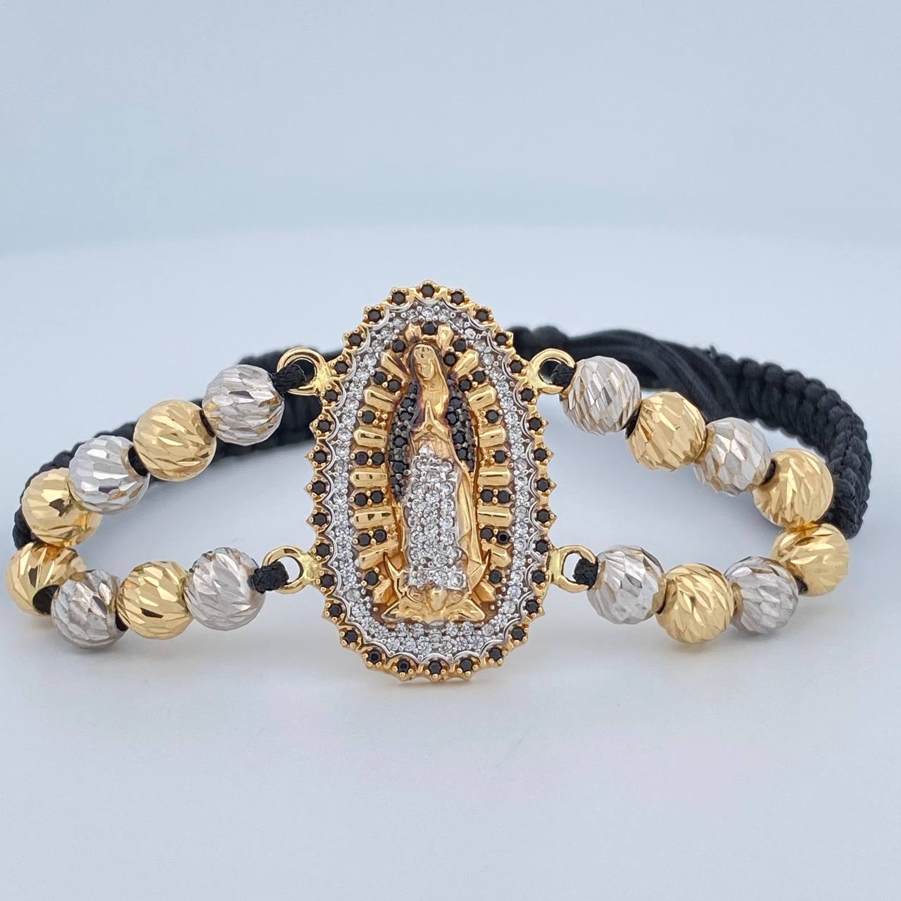 Pulsera Negra Virgen Guadalupe 10gr / Oro 18K $