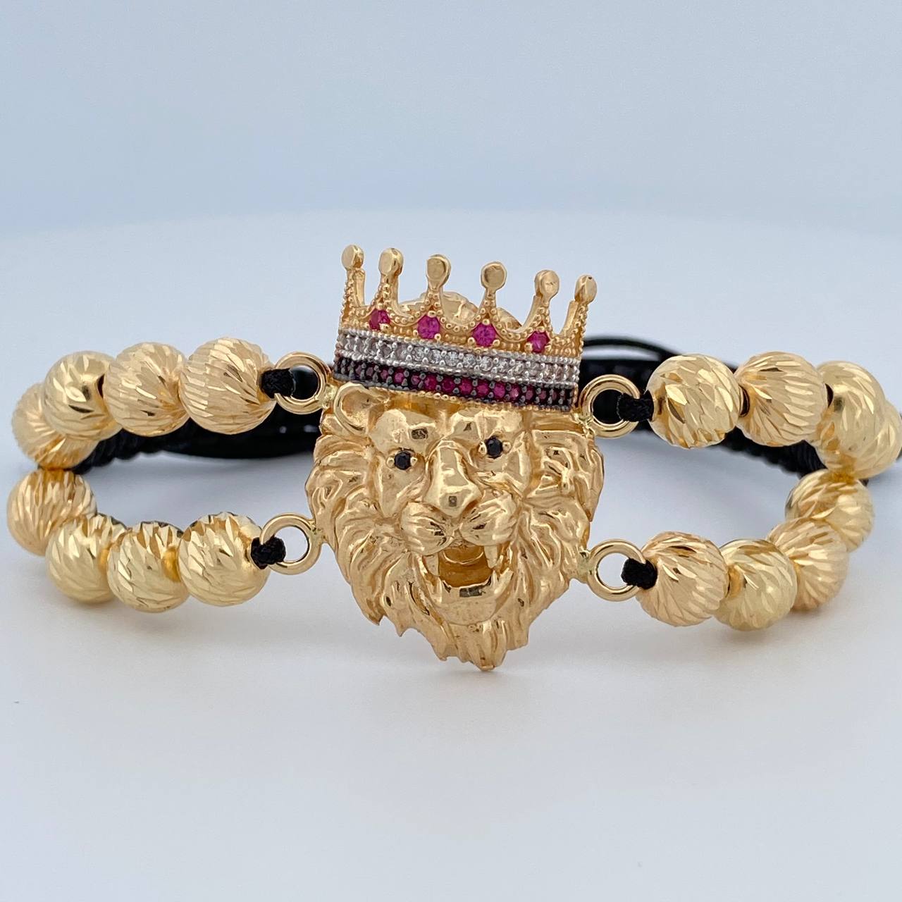Pulsera Negra Leon Corona 13.15gr / Oro 18K $