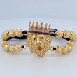 Pulsera Negra Leon Corona 13.15gr / Oro 18K $