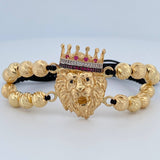 Pulsera Negra Leon Corona 13.15gr / Oro 18K $