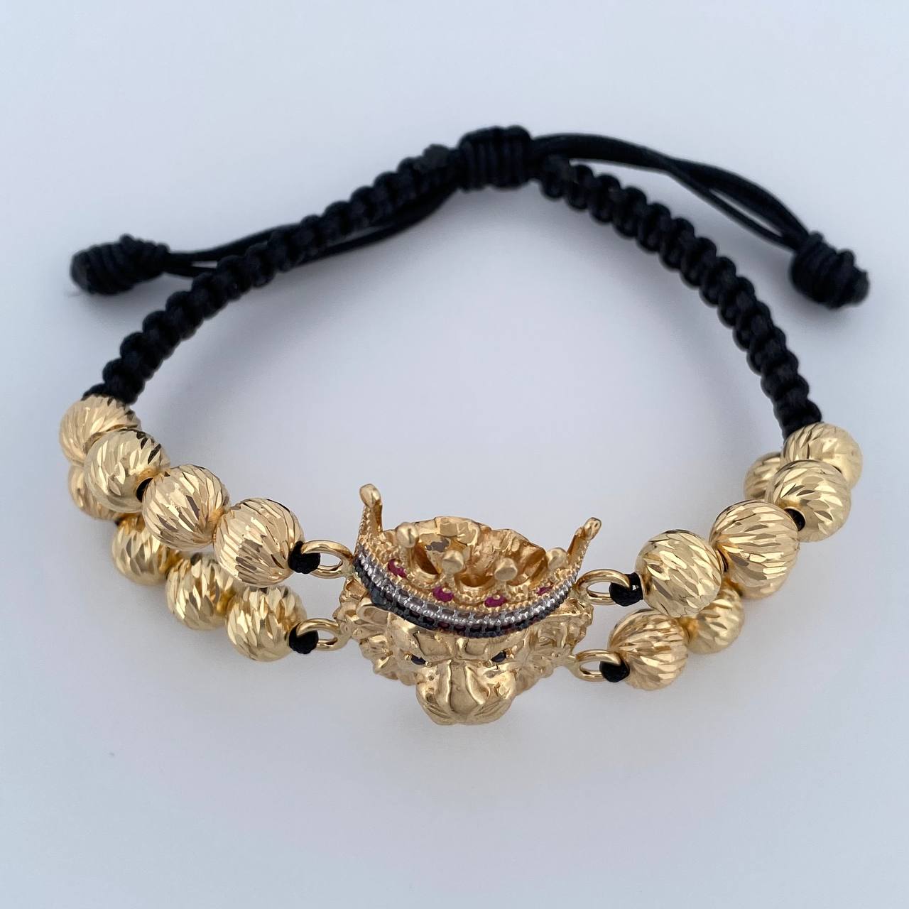Pulsera Negra Leon Corona 13.15gr / Oro 18K $