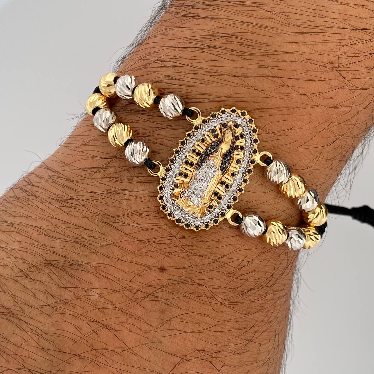 Pulsera Negra Virgen Guadalupe 10gr / Oro 18K $