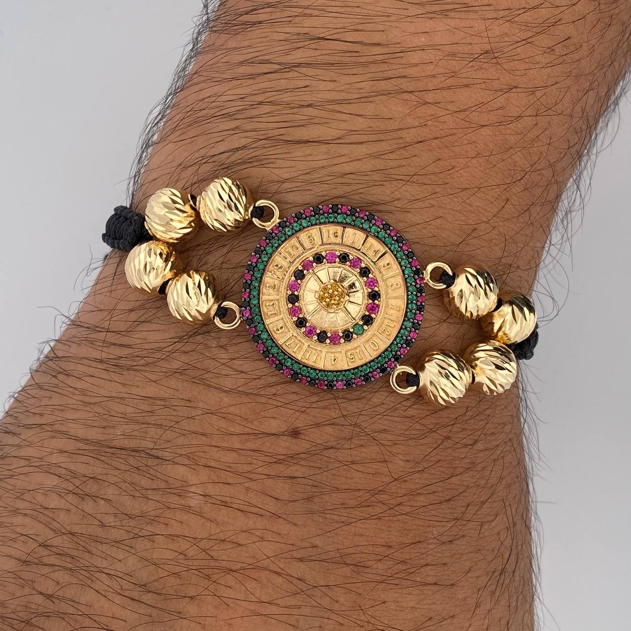 Pulsera Negra Ruleta 9.05gr / Oro 18K $