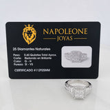 Anillo Bisel Cuadrado Diamantes 87 Pts 5.19 g / T8 1/2 Oro Blanco 18K