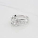 Anillo Bisel Cuadrado Diamantes 87 Pts 5.19 g / T8 1/2 Oro Blanco 18K