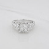 Anillo Bisel Cuadrado Diamantes 87 Pts 5.19 g / T8 1/2 Oro Blanco 18K