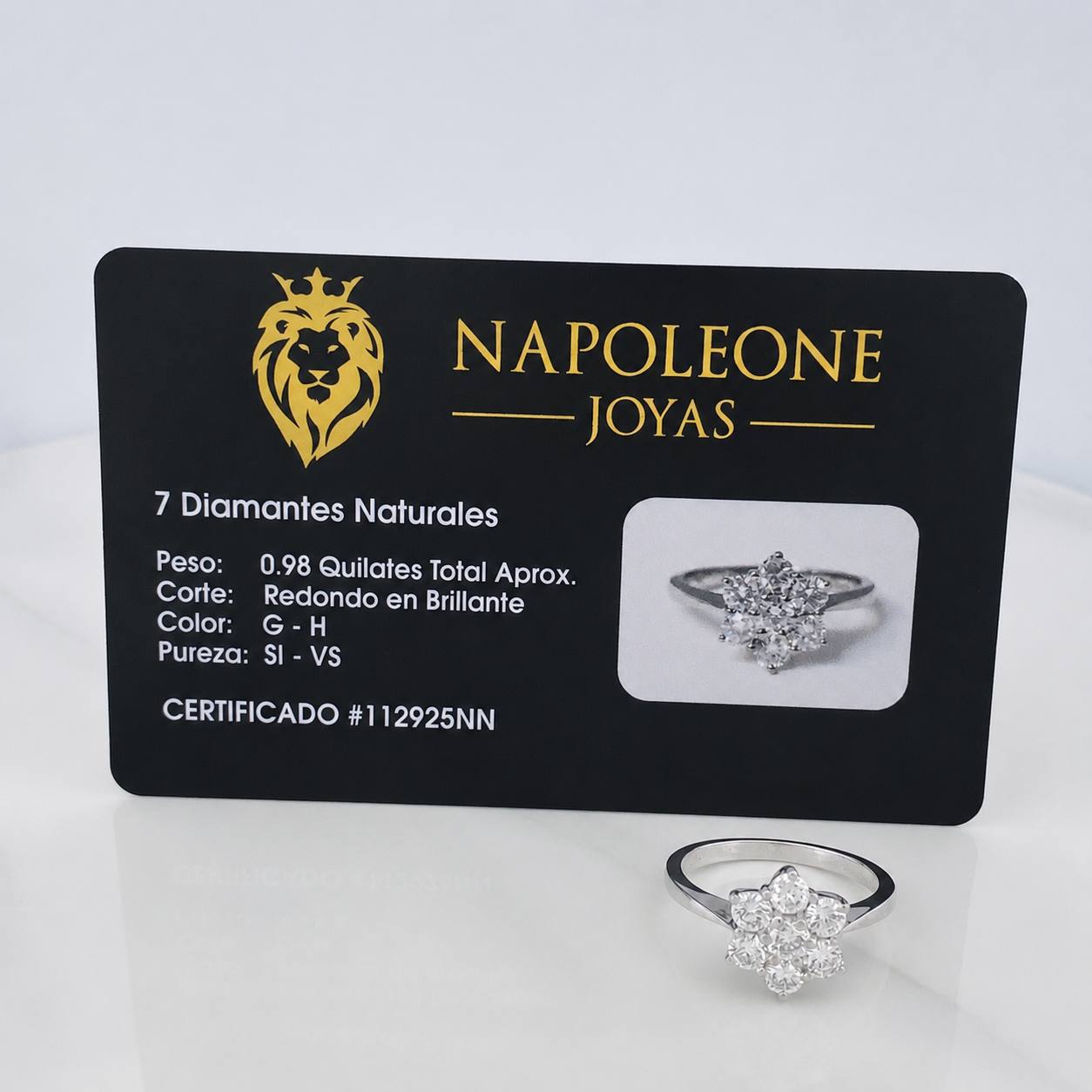 Anillo Flor Diamantes 98 Pts 3.85 g / T6 3/4 Oro Blanco 18K