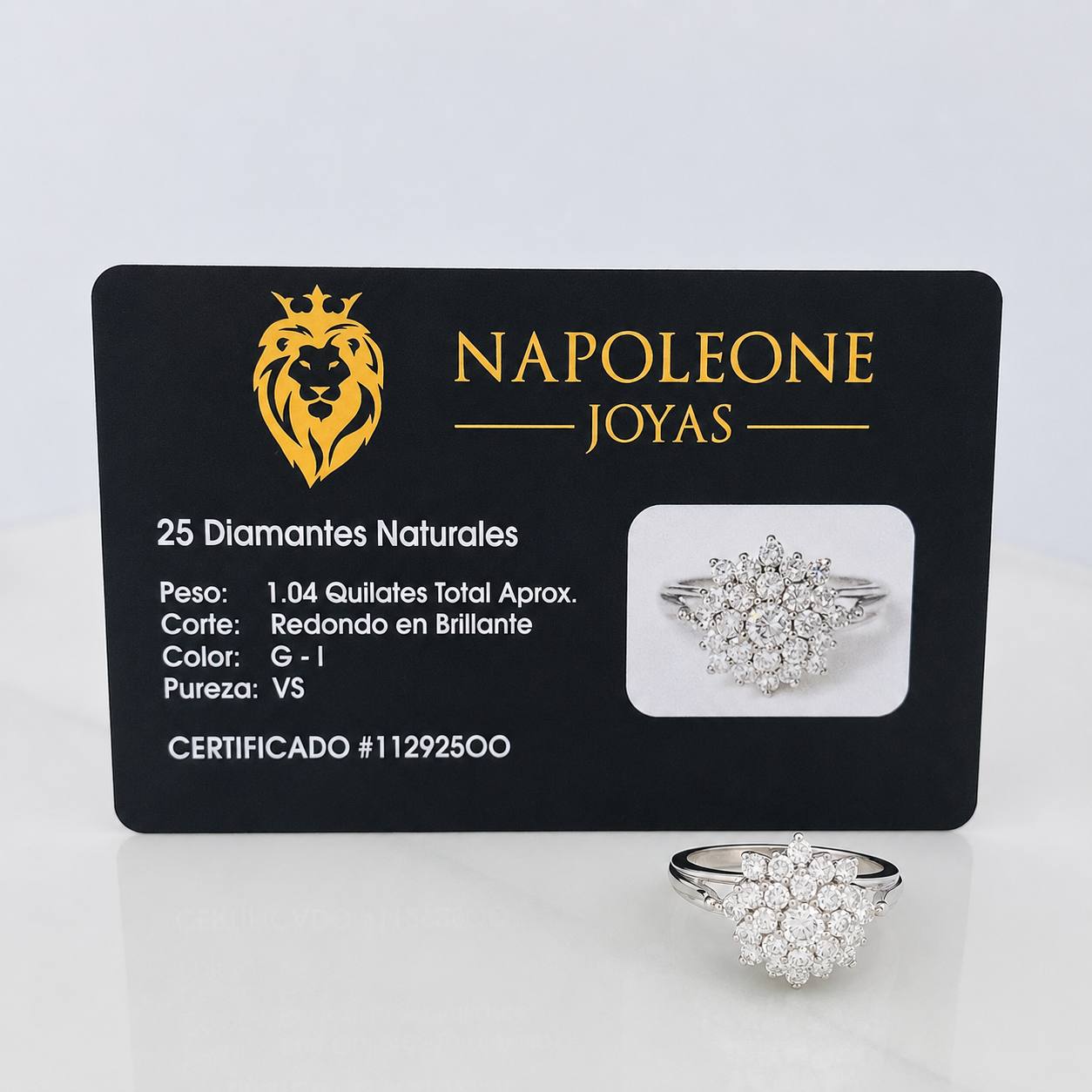 Anillo Flor Diamantes 1.04 Qts 5 g / T6 3/4 Oro Blanco 18K