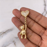 Dije Oso Globo Corazon 7.35gr / 5.3cm / Circones Blancos Oro Amarillo 18K $