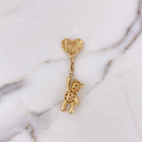 Dije Oso Globo Corazon 7.35gr / 5.3cm / Circones Blancos Oro Amarillo 18K $