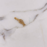 Pendant Fish Spines 2gr / 2.6cm / White Zircons 18K Yellow Gold &