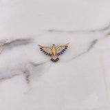 Pendant Colibri 3.5gr / 1.8cm / White Blue Zircons 18K Yellow Gold #