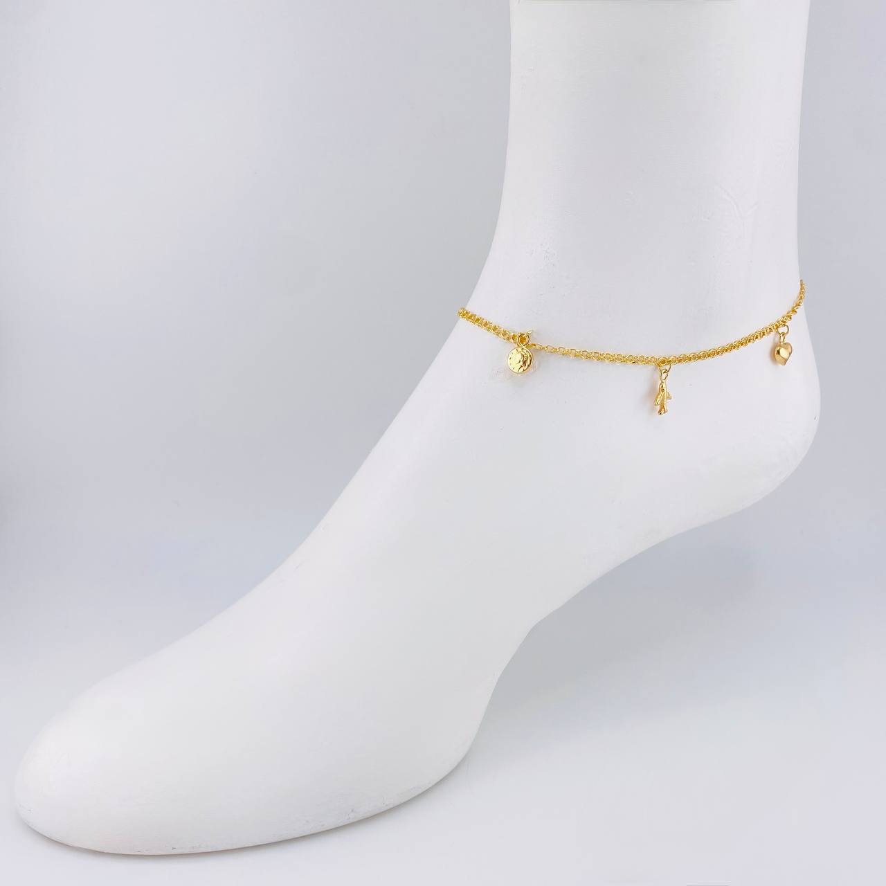Tobillera Roll On Dijes 3.6 g / 10 in / 2.3 mm Oro Amarillo 18K