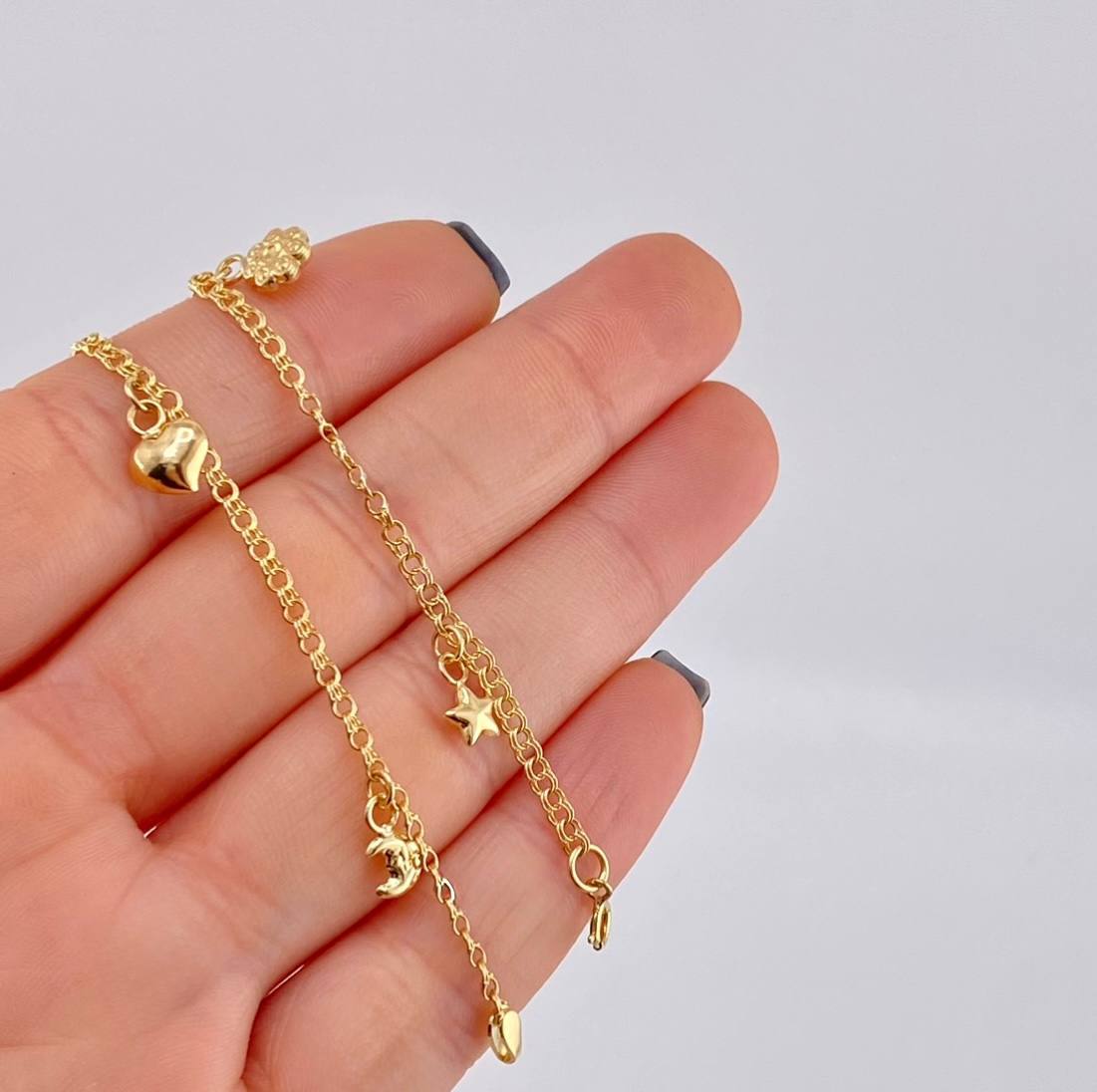 Tobillera Roll On Dijes 3.6 g / 10 in / 2.3 mm Oro Amarillo 18K