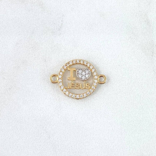 Charm "I Love Jesus" 1.3gr / 2cm / White Zircons 18K Yellow Gold